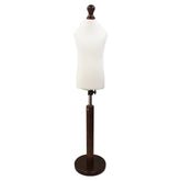 Children Kids Age 2-4 Years Tailors Dummy Mannequin, White Torso Bust with a Dark Wood Round Base