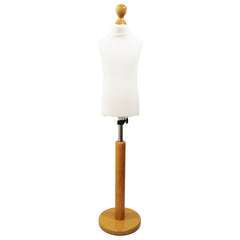 Children Kids Age 2-4 Years Tailors Dummy Mannequin, White Torso Bust with a Light Wood Round Base