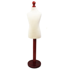 Children Kids Age 6-8 Years Tailors Dummy Mannequin, White Torso Bust with a Red Wood Round Base