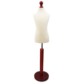 Children Kids Age 6-8 Years Tailors Dummy Mannequin, White Torso Bust with a Red Wood Round Base