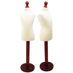 Children Kids Age 2-4 Years Tailors Dummy Mannequin, White Torso Bust with a Red Wood Round Base