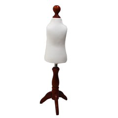 Children Kids Age 1 year Tailors Dummy Mannequin, White Torso Bust with a Red Wood Tripod Stand