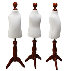 Children Kids Age 1 year Tailors Dummy Mannequin, White Torso Bust with a Red Wood Tripod Stand
