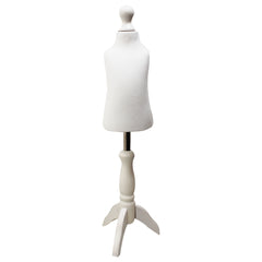 Children Kids Age 1 Tailors Dummy Mannequin, White Torso Bust with a White Wood Tripod Stand