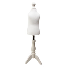 Children Kids Age 1 Tailors Dummy Mannequin, White Torso Bust with a White Wood Tripod Stand