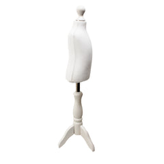 Children Kids Age 1 Tailors Dummy Mannequin, White Torso Bust with a White Wood Tripod Stand
