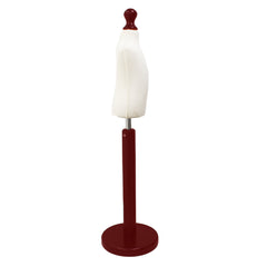 Children Kids Age 1 year Tailors Dummy Mannequin, White Torso Bust with a Red Wood Round Base