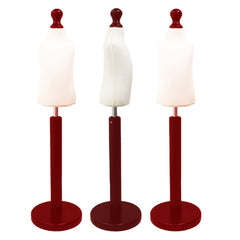 Children Kids Age 1 year Tailors Dummy Mannequin, White Torso Bust with a Red Wood Round Base