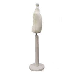 Children Kids Age 1 year Tailors Dummy Mannequin, Cream Torso Bust with a white Wood Round Base