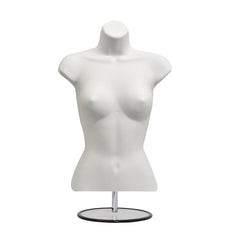 Display Guru Half Body Form 3 Quarter White Female Hanging Mannequin With Adjustable Stand for Shop Bust Display
