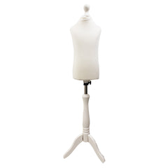 Children Kids Age 2-4 Tailors Dummy Mannequin, White Torso Bust with a White Wood Tripod Stand