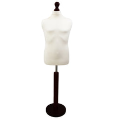 Children's Age 10-12 Years Tailors Dummy Mannequin, White Torso Bust with a Black Wood Round Base