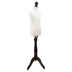 Children Kids Age 2-4 Tailors Dummy Mannequin, White Torso Bust with a Dark Wood Tripod Stand