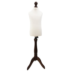 Children Kids Age 2-4 Tailors Dummy Mannequin, White Torso Bust with a Dark Wood Tripod Stand