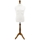 Male Children's Age 10-12 years Tailors Dummy Mannequin, White Torso Bust with a Light Wood Tripod Stand