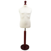 Children's Age 10-12 Years Tailors Dummy Mannequin, White Torso Bust with a Red Wood Round Base