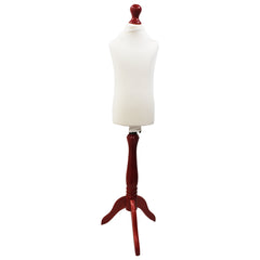 Children Kids Age 2-4 Tailors Dummy Mannequin, White Torso Bust with a Red Wood Tripod Stand