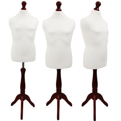Children's Age 10-12 years Tailors Dummy Mannequin, White Torso Bust with a Red Wood Tripod Stand