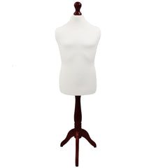 Children's Age 10-12 years Tailors Dummy Mannequin, White Torso Bust with a Red Wood Tripod Stand