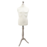 Children's Age 10-12 years Tailors Dummy Mannequin, White Torso Bust with a White Wood Tripod Stand