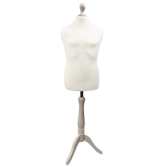 Children's Age 10-12 years Tailors Dummy Mannequin, White Torso Bust with a White Wood Tripod Stand