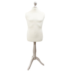Children's Age 10-12 years Tailors Dummy Mannequin, White Torso Bust with a White Wood Tripod Stand