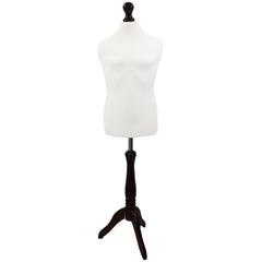 Children's Age 10-12 years Tailors Dummy Mannequin, White Torso Bust with a Black Wood Tripod Stand