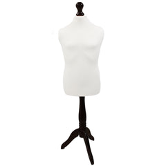 Children's Age 10-12 years Tailors Dummy Mannequin, White Torso Bust with a Black Wood Tripod Stand