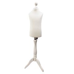 Children Kids Age 2-4 Tailors Dummy Mannequin, White Torso Bust with a White Wood Tripod Stand
