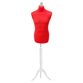 Display Guru Male Dressmakers Tailors Dummy Mannequin, Red Torso Bust with White Wood Tripod Stand