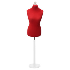 Display Guru Female Uk 12/14 Size Tailors Dummy Dressmakers Mannequin Red Torso Bust White Wood Round Base