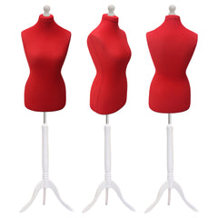 Display Guru Uk Size 8/10 Female Dressmakers Tailors Dummy Mannequin, Red Torso Bust With White Wood Tripod Stand