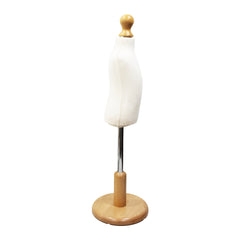 Children Kids Age 1 year Tailors Dummy Mannequin, White Torso Bust with a Light Wood Round Base