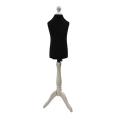 Children Kids Age 2-4 Tailors Dummy Mannequin, Black Torso Bust with a White Wood Tripod Stand