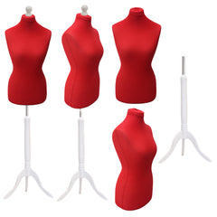 Display Guru Female Uk Size 6/8 Dressmakers Tailors Dummy Mannequin, Red Torso Bust With White Wood Tripod Stand