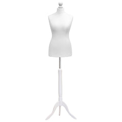 Display Guru Uk Size 6/8 Female Dressmakers Tailors Dummy Mannequin, White Torso Bust With White Wood Tripod Stand
