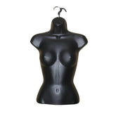 Display Guru Half Body Form 3 Quarter Black Female Hanging Mannequin for Shop Bust Display