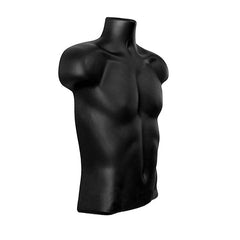Display Guru Half Body Form 3 Quarter Black Male Hanging Mannequin With Adjustable Stand for Shop Bust Display