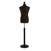 Display Guru Male Dressmakers Tailors Dummy Mannequin, Black Torso Bust with Black Wood Round Base Stand