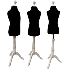 Children Kids Age 5-6 Years Tailors Dummy Mannequin, Black Torso Bust with a White Wood Tripod Stand