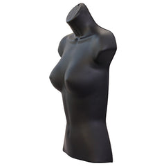 Display Guru Half Body Form 3 Quarter Black Female Hanging Mannequin With Adjustable Stand for Shop Bust Display