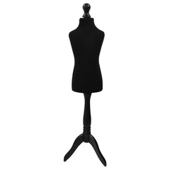 Children Kids Age 5-6 Years Tailors Dummy Mannequin, Black Torso Bust with a Black Wood Tripod Stand