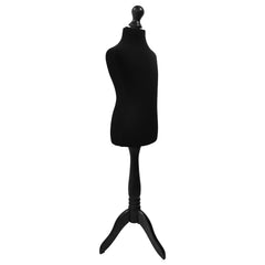 Children Kids Age 5-6 Years Tailors Dummy Mannequin, Black Torso Bust with a Black Wood Tripod Stand