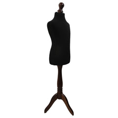 Children Kids Age 5-6 Years Tailors Dummy Mannequin, Black Torso Bust with a Dark Wood Tripod Stand