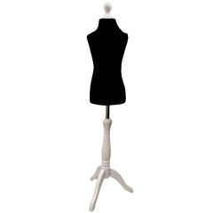 Children Kids Age 5-6 Years Tailors Dummy Mannequin, Black Torso Bust with a White Wood Tripod Stand