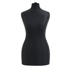 Display Guru Female Uk Size 6/8 Dressmakers Tailors Dummy Mannequin , Black Torso Bust with Dark Wood Round Base