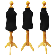 Children Kids Age 1 Tailors Dummy Mannequin, Black Torso Bust with a Light Wood Tripod Stand
