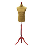 Display Guru Male Dressmakers Tailors Dummy Mannequin, Gold Torso Bust with Red Wood Tripod Stand