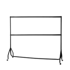 Display Guru Heavy Duty 5ft Long and 5ft High 2-Tier Double Garment Rail Steel Black Clothes Rail
