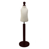 Children Kids Age 1 year Tailors Dummy Mannequin, Cream Torso Bust with a Dark Wood Round Base